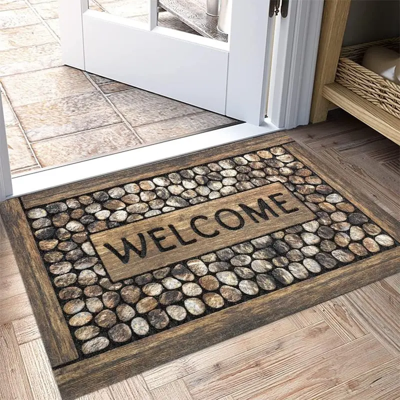 Textured Pebble Indoor Entry Door Mat - Super Absorbent Quick-Drying Surface, Durable Rubber Sole, Anti-Slip, Mold-Resistant Artificial, Household Decorative Rug, All-Season Home Floor Covering