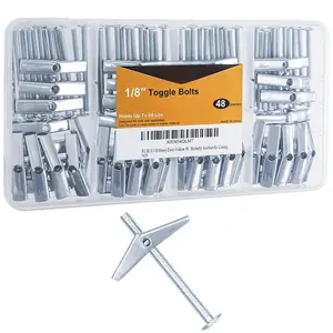 1/8 Toggle  for Drywall, 48 count Heavy Duty Metal Drywall Anchors Kit, Dry Wall Anchors and Screws Kit, Butterfly Anchors for Ceiling, Sheetrock, Hollow Wall