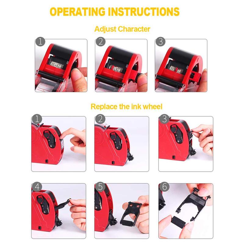 MX-5500 8 Digits Price Tag Gun with 5000 Sticker Labels & 3 Ink Refills Label Maker Kit for Office Retail Grocery Store ABS Material