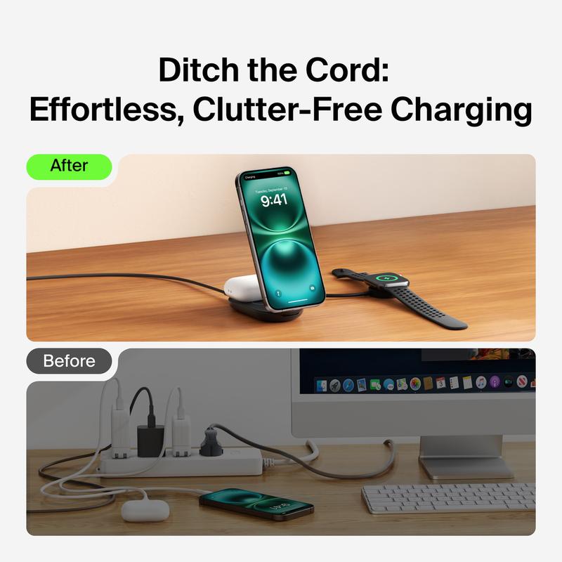 Belkin UltraCharge 2-in-1 Foldable Magnetic Charger with Qi2 25W