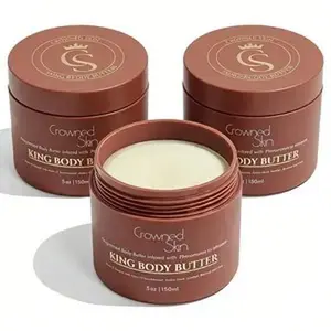 3pcs Crowned Skin King Cologne Body Butter - Warm & Sensual Scent, Sandalwood & Leather Notes, Organic Shea & Mango Butters, Moisturizing Formula, All-Day Fragrance