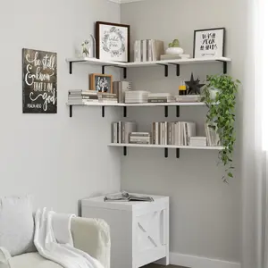 Floating Shelf Set, 8-Piece Wall-Mounted Storage Shelves, Wooden Floating Shelves for Wall Decoration, Bathroom Shelving, Bedroom & Living Room, Wall Mounted Organizer heart