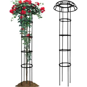 1 Pack Umbrella Trellis for Climbing , 65 Inch Tall Adjustable  Support for Outdoor Indoor Garden, Sturdy Metal Core with Plastic Coating, Black