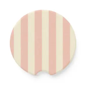 Soapstone Car Coaster: Pink Cream Stripe Coastal Decor
