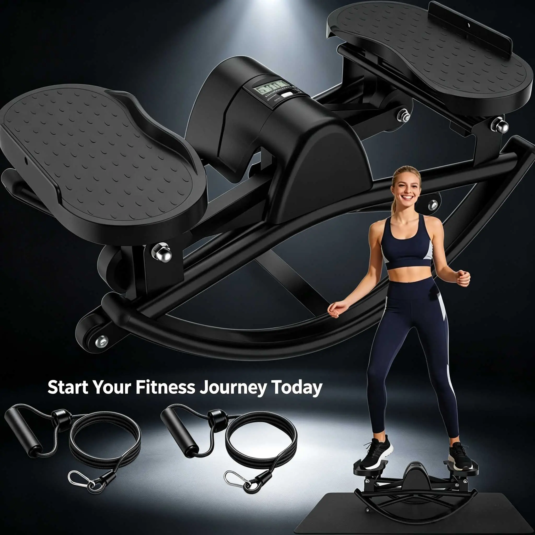 Mini Rocking Stepper Machine for Home - Side Step Fitness Equipment with Built-In Counter, 330 lbs Capacity, Easy Cardio