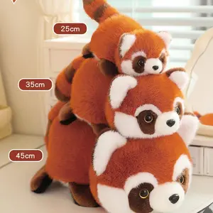 Cute Flippable Plush Panda to Raccoon Reversible Stuffed Animals Soft Doll Fluffy Red Panda Pillow Kids Baby Birthday Gift