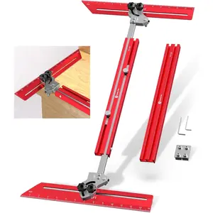Portable Stair Tread Template Tool, Simple Assembly Stair Measuring Tool, Adjustable Rod Length from 23inch to 64.2inch inches, Precision Stair Tread Jig with Dual Knobs and Limit Pins, 14inch Degree Rotating Scale
