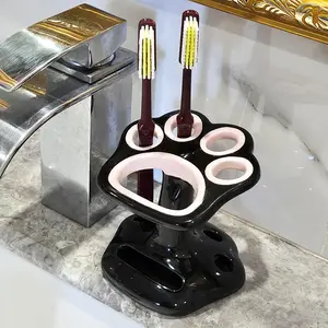Cute Cat Claw Ceramic Toothbrush Holder, Bathroom Toothbrush and Toothpaste Storage Decoration