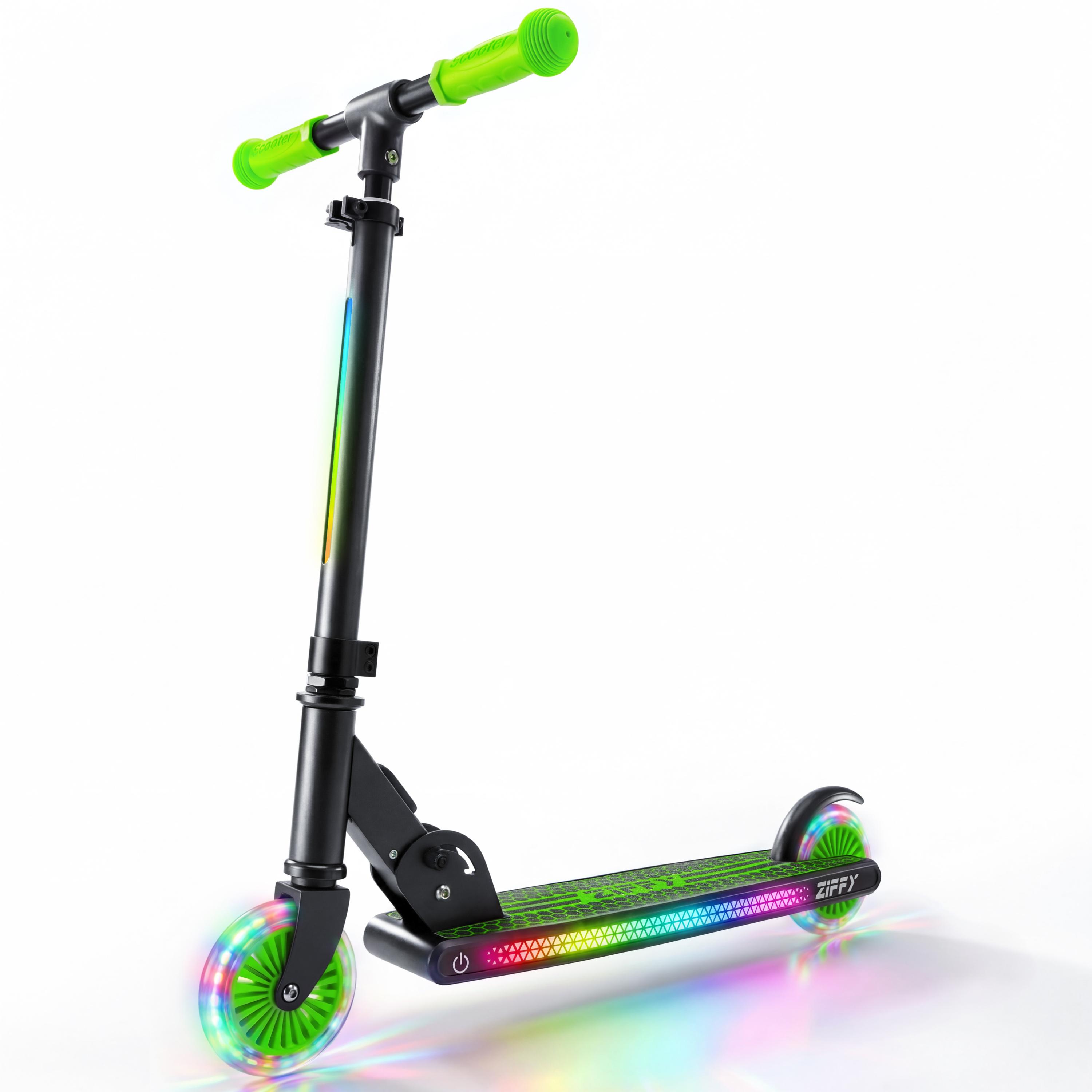 JOVA Light Up Scooter for Kids 3-12, 2 Wheel Foldable Kids Kick Scooter, 3 Adjustable Height, ABEC-7 Bearing with 4'' PU Wheels, Rear Foot Brake, Gift for Boys& Girls, Pink/green (Up to 110lb) JOVA Light Up Scooter for Kids 3-12, 2 Wheel Foldable Kids Kick Scooter, 3 Adjustable Height, ABEC-7 Bearing with 4'' PU Wheels, Rear Foot Brake, Gift for Boys& Girls, Pink/green (Up to 110lb)
