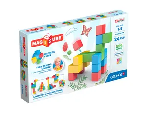 Geomag MagiCube 24-pc Magnetic Blocks Set for Toddlers & Kids Ages 1-5 | Swiss-Made STEM Educational Toy Made from 100% Recycled Plastic | Creative Early Learning Play