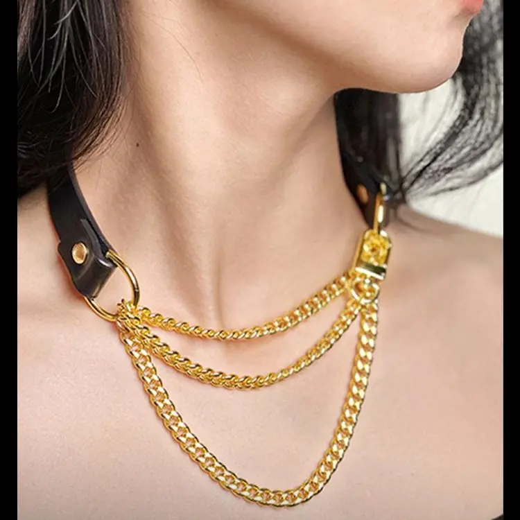 CHICCHOK [Classic Breathless] Black Genuine Leather Choker