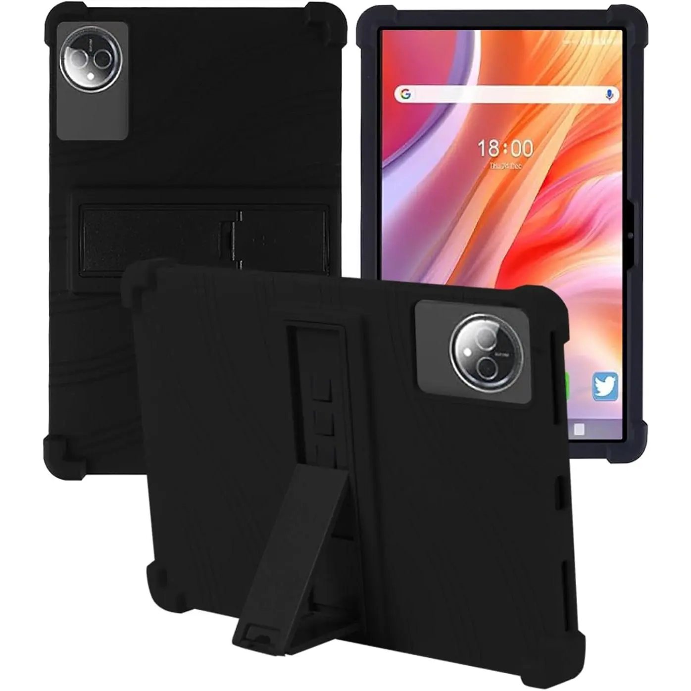 11 in Tablet Cover for FEONAL D126 2025 Device - Soft Silicone Casing, Adjustable Triple-Fold Stand, Shockproof Kids-Friendly Tablet Accessories for Protection