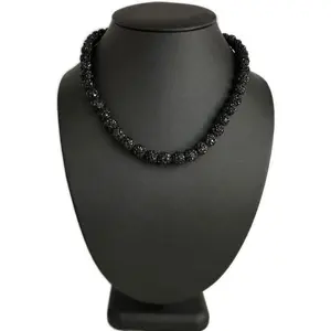 Iced Bling Disco Ball Rhinestone Crystal Bead Baseball Necklace Black Out
