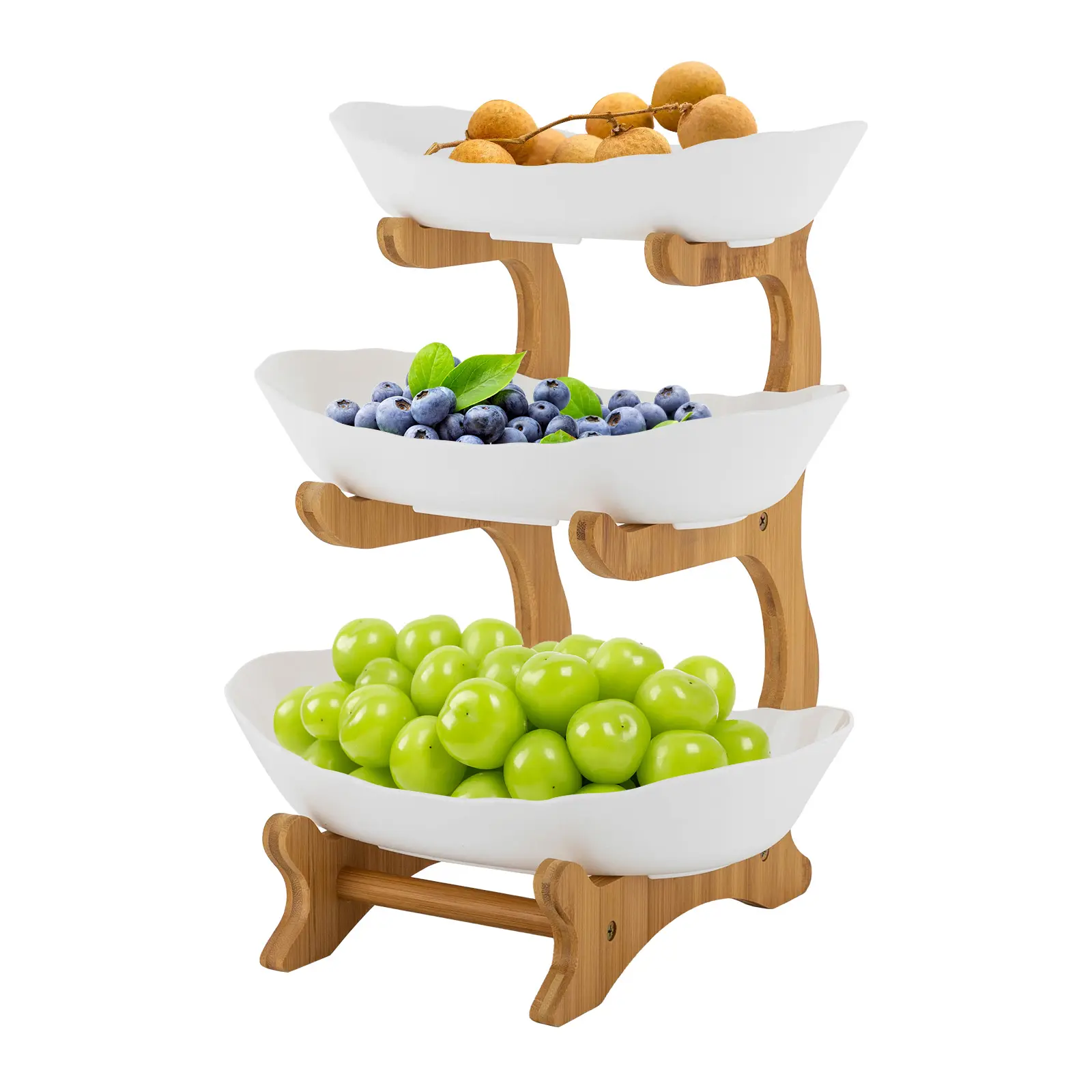 CNCEST 3-Tier Yuanbao Fruit Bowl Food Display Storage Home Kitchen Party Wedding Durable Space-Saving Homeowners Hosts Event Planners