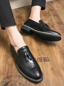 Men's Business Formal Brogue Decor Dress Shoes, Fashionable Shoes for Work Office, Male All-match Commuter Shoes for Daily Wear, Business Style Shoes