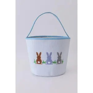 Abby & Evie - Blue Stripe Bunny Basket