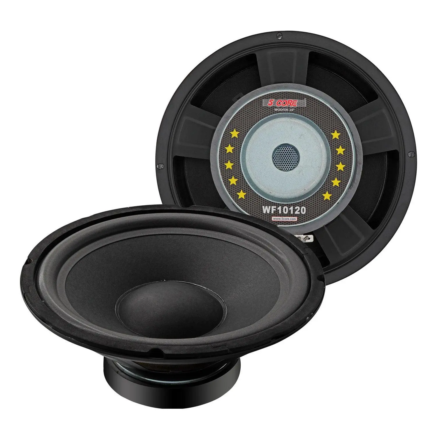 5 Core 10" Car Audio Subwoofer - 600W Peak Audio Output, 8Ohm Steel Frame Deep Bass Replacement Loud Speaker for PA DJ Systems