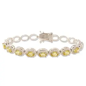 Colleen Lopez Sterling Silver Yellow Sphene and White Zircon Bracelet
