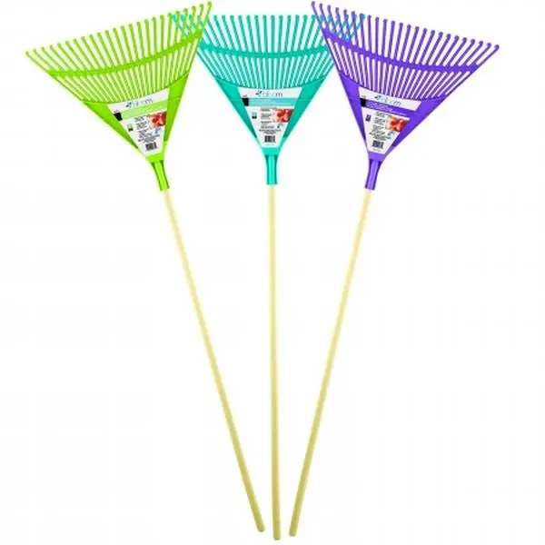 Bond Mfg 989845 Bloom Poly Fan Rake, Durable Garden Tool with Wood Handle for Outdoor Lawn Maintenance