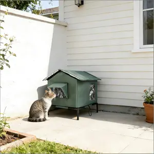 Foldable Portable Outdoor Pet House, Waterproof Windproof Elevated Dog Cat Shelter, All-Weather Suitable, Ideal for Stray Cats, Small Pets