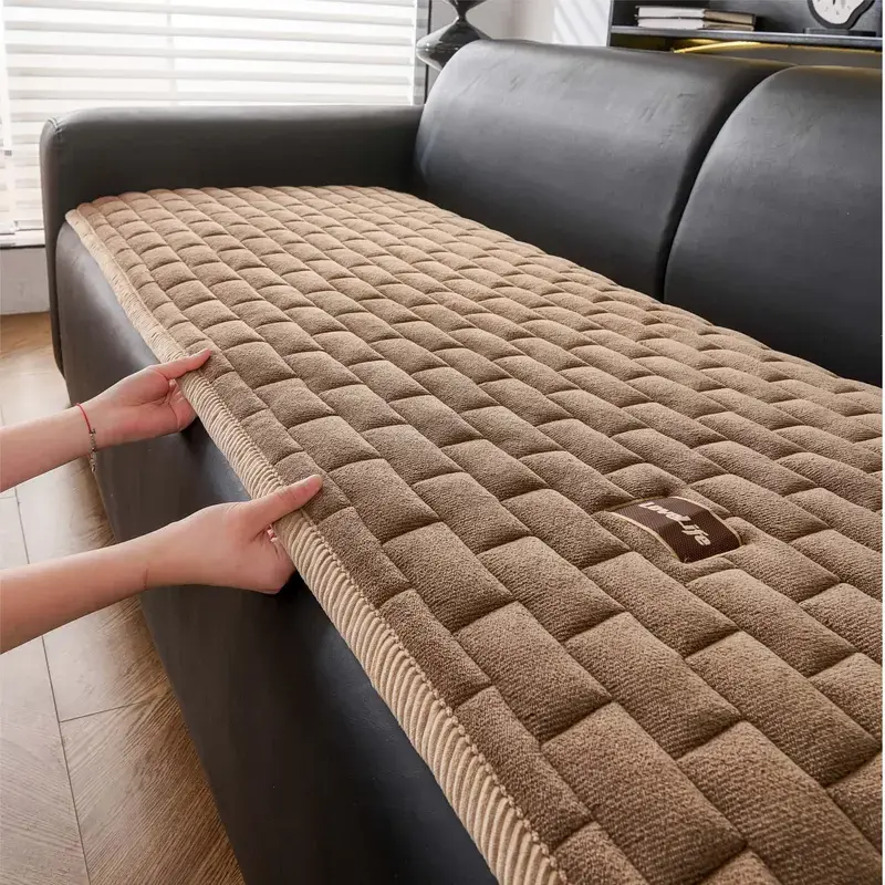 Quilted Grid Couch Cover, 1 Piece Soft Plush Sofa Seat Pad, Non-Slip Washable Sofa Protector Mat, Pet-Friendly Couch Cover for Sectional, Loveseat & 1-4 Seater Couch, Sectional Sofa Covers, Dustproof Sofa Slipcover, Removable Sofa Cover