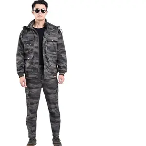 Camouflage Suit for Men Winter Fleece Lined Thickened Cold-Proof Warm Wear-Resistant Construction Workwear Labor Protection Work Clothes for Men