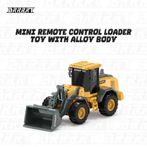 BRRRRT 1/64 Mini Bulldozer Toy, Remote Control Bulldozer, 8 CH Full Proportion Construction Vehicles with Metal Sounds, RC Toys for Kid Boys and Girls Age 3+