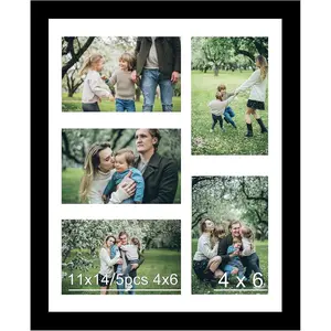 11x14 picture frame 4x6 collage picture frame display 5 pcs 4x6 photos or 11x14 picture five opening 4x6 collage frame for wall hanging lightweight 4 x 6 multi picture frame black