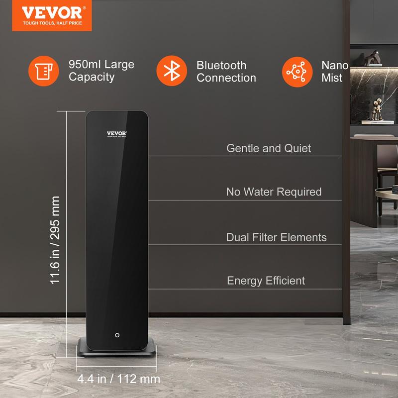 VEVOR Scent Air Machine, TikTokShopBlackFriday, 950ml Bluetooth Smart Cold Air Diffuser, 3000sq.ft Waterless Essential Oil Scent Air Diffuser, Floor Standing Aromatherapy Machine for Large Room, Office, No complimentary incense