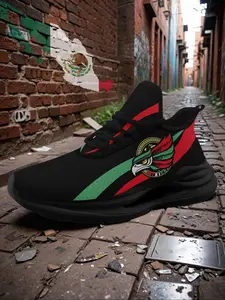 Mexico Flag Print Sneakers for Women, Trendy Chunky Sports Shoes for Casual Walking, Breathable Lightweight Running Trainers with Midsole Suspension Technology
