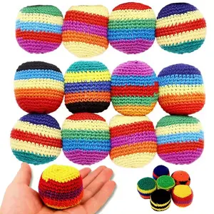 6 Pack 2.36 Inch Handmade Knitted Hacky Sack Set Multicolored Crochet Juggling Balls For Beginners Adults Nostalgia Classic Retro Skill Toy Durable Footbags For Outdoor Play summerwins