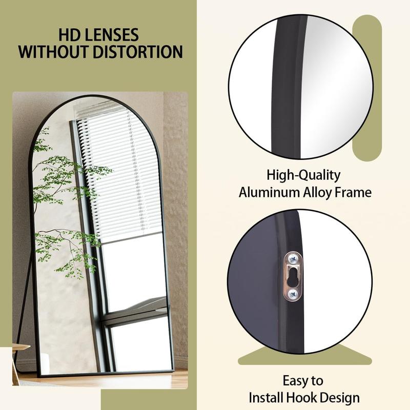 77"x38" Large Arch Mirror Full Length,  Wall Mirrors with  Alloy Frame, Full  Floor Mirror for Bedroom, Dressing Room, Black
