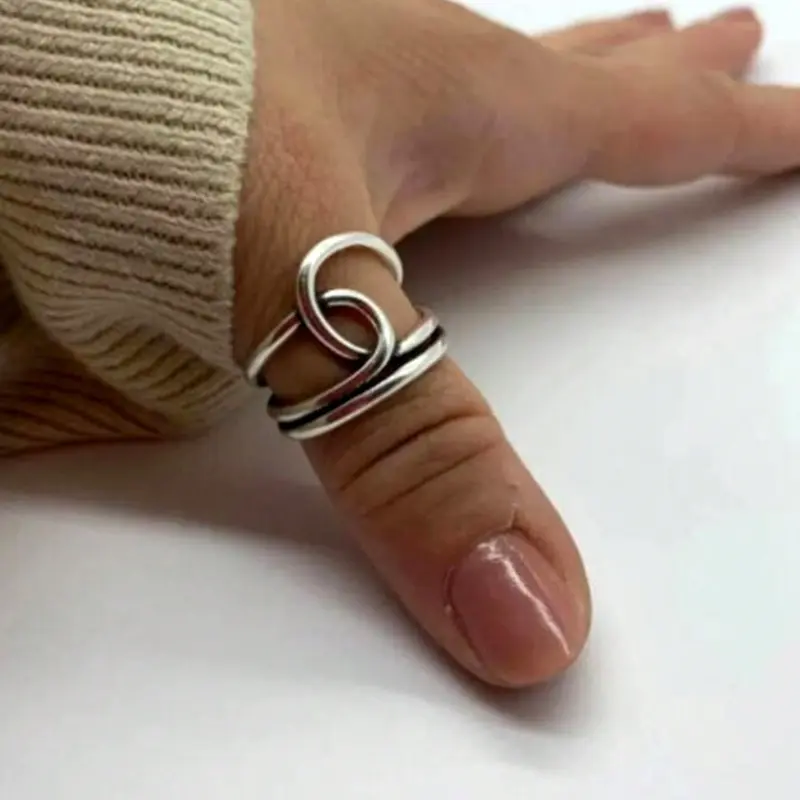 Minimalist Bohemian Fashion Adjustable Geometric Line Wide Tarnish Resistant Ring, Non-Tarnish Jewelry Gift for Daily Wear, Parties, and Gatherings