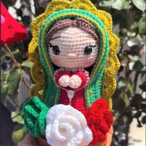 Handmade Virgin of Guadalupe Crochet Doll Soft Plush 20cm Amigurumi Marian Figure Decor Gift Catholic Christmas Religious Home Decor