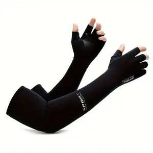 UV-resistant Cooling Arm Sleeves, 1 Pair Summer Sunscreen & Sweat Absorbent Arm Protector, Non-slip Palm Sports Sleeves for Men & Women