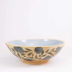 Large Shallow Bowl with Blue Interior