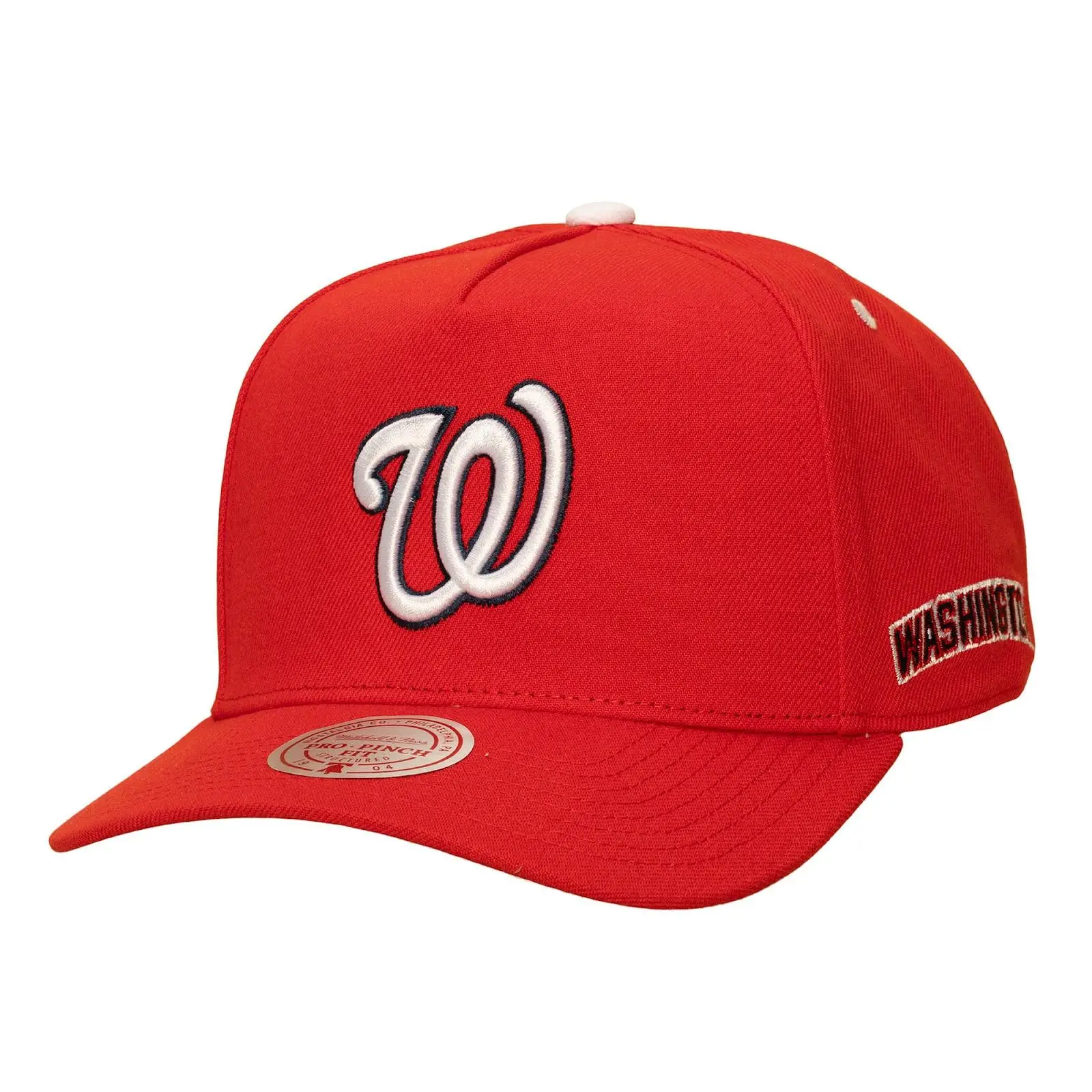 Washington Nationals Red Legendary Home Pro Pinch Snapback Hat MLB Throwback Cap Adjustable Fan Gear Mitchell & Ness