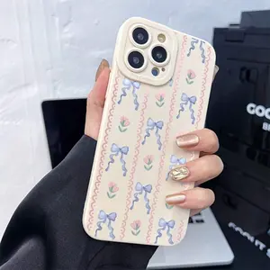 A Stylish And Vivid Phone Case With Blue Bow Design, Elegant And Unique, Suitable For Many IPhone11/12/13/14/15/16Pro Max Plus   Galaxy S22/S23/S24 Fe S24 Plus/S25 Ultra/Edge for Galaxy S26