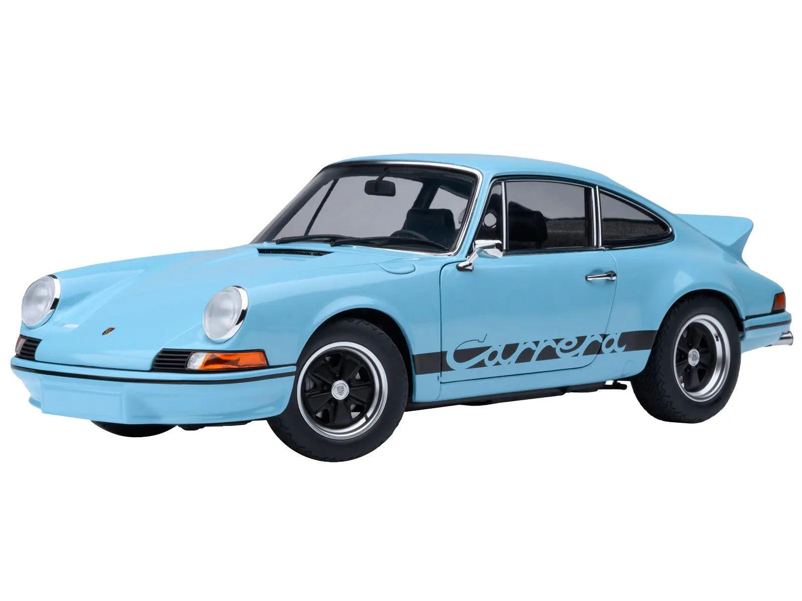 Porsche 911 Carrera 2.7 RS Gulf Blue with Black Stripes and Wheels 1/18 Model Car by Autoart