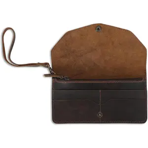 Leather  Bag Wallet for Women  Budget Organizer Retro Clutch Wallet   Envelope Continental Wallet Travel  Organizer  Long Utility Pouch (Brown)