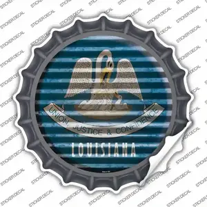 Louisiana Flag Corrugated Novelty Bottle Cap Sticker Decal