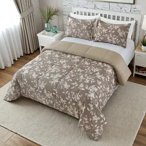 2/3PCS Floral Reversible Quilt Set, Twin/Queen/King Size, Soft & Warm All Season Comforter With Exquisite Vintage Floral Pattern, Includes 1 Reversible Quilt And 2 Pillow Shams, Machine Washable Bedding Set For Cozy Bedroom & Guest Room, Housewarming Gift