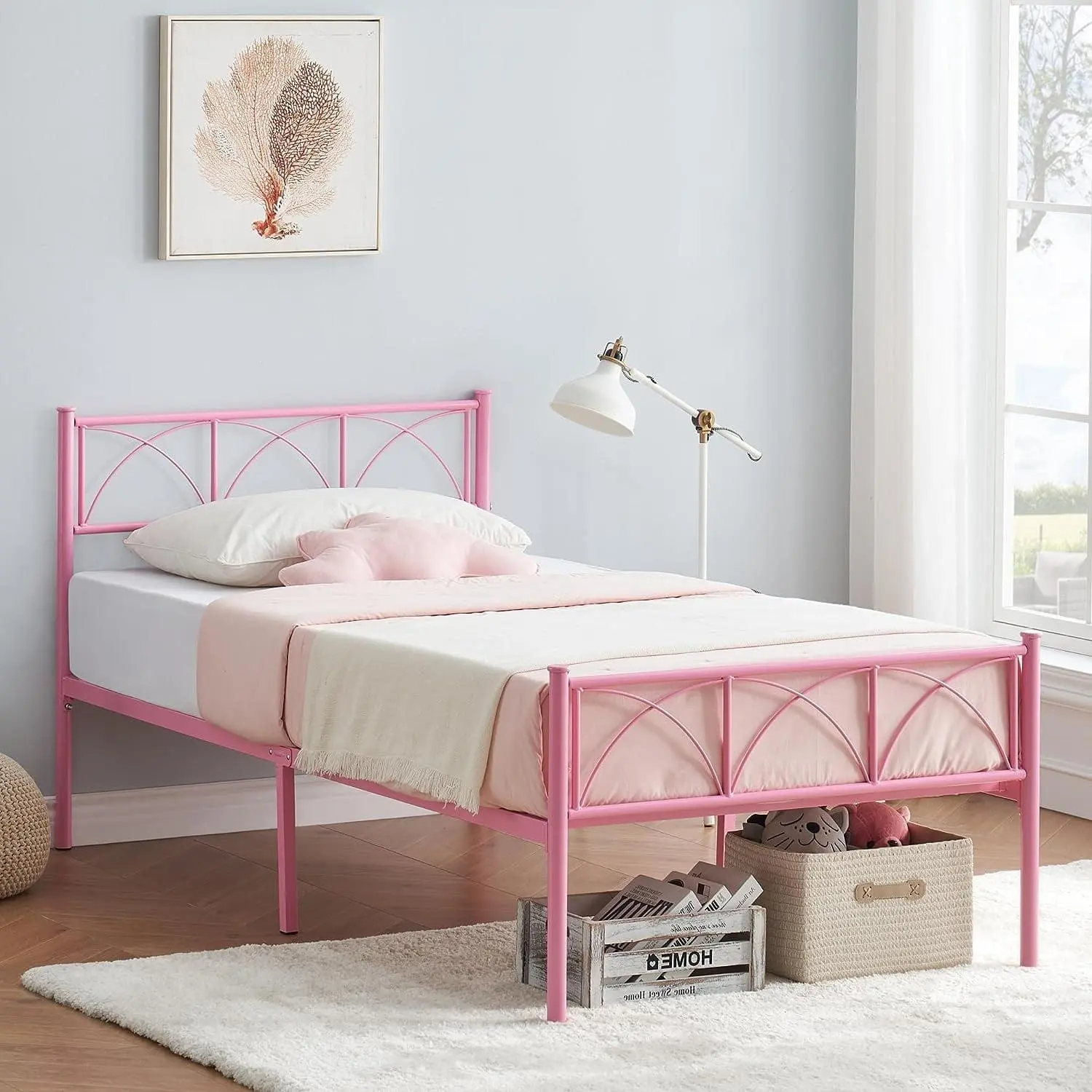 Garvee Twin Bed Frame with Headboard and Footboard, Heavy-Duty Metal Platform Bed with Strong Slats, No Box Spring Needed, Easy Assembly, 550 lbs Weight Capacity