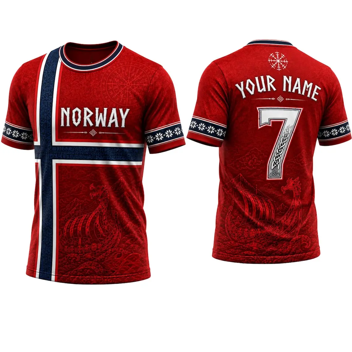 Norway Soccer Jersey, Custom Name & Number Shirt, Personalized Football Jersey for Men Women Youth Kids