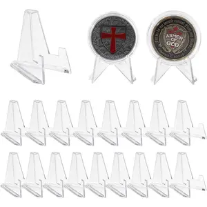 Clear  Display Stand - Plastic Mini easel holder -  Stands for display Air-Tite  | Card | Pocket Watches | Capsules | Challenge Medals |  Chips - 2.25 Inch Tall (20 Pieces)