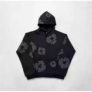 CHENGDEFA Hooded Athletic Tracksuit Unisex 2 Piece Running Clothing Long Sleeve Hoodie Sweatshirt + Track Pants Set Puff Print Kapok Loose Jeans Denimtears Hoodie Lady Clothes 2 Piece Sets Women