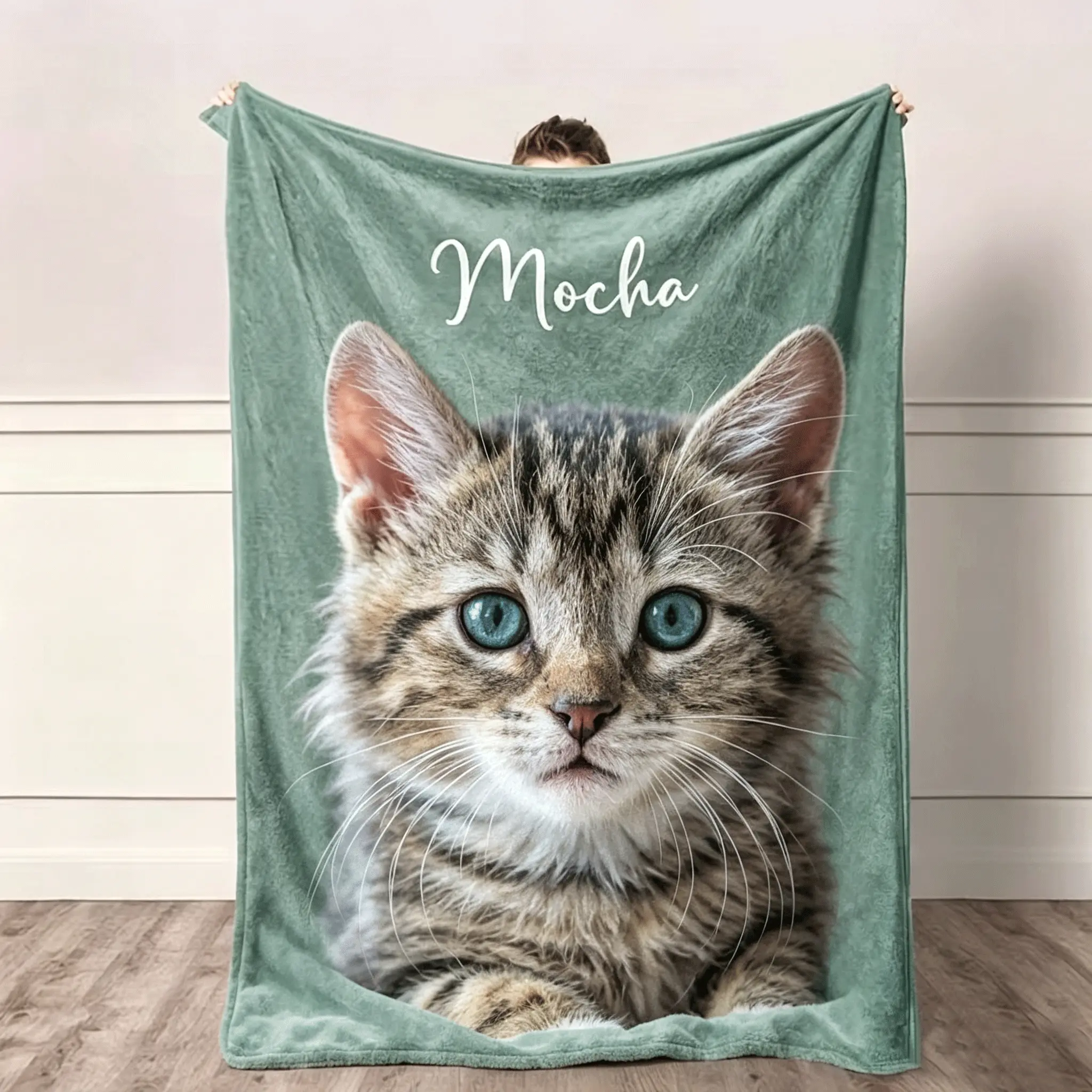 Personalized Blanket with Photo And Name, Custom Pet Photo Flannel Blanket, Warm All Season, Skin-friendly, Durable Fabric, Hypoallergenic, Machine Washable, Memory Keepsake, Ideal Gift for Pet#custom pet blanket
