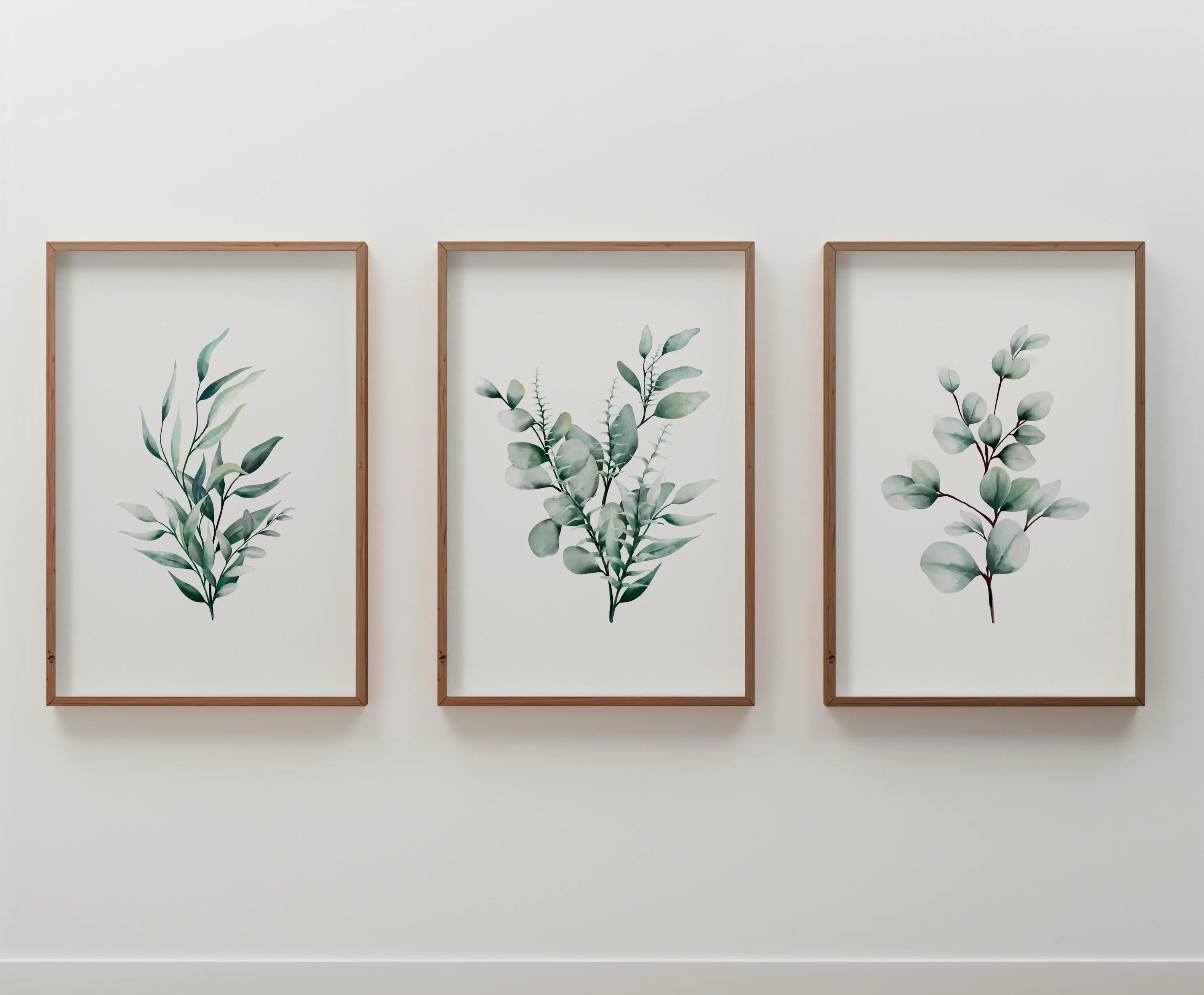 Watercolor Eucalyptus Wall Art Set of 3 | Botanical Green Wall Décor | Nature-Inspired Home Art for Fresh & Relaxing Spaces Decor Glossy