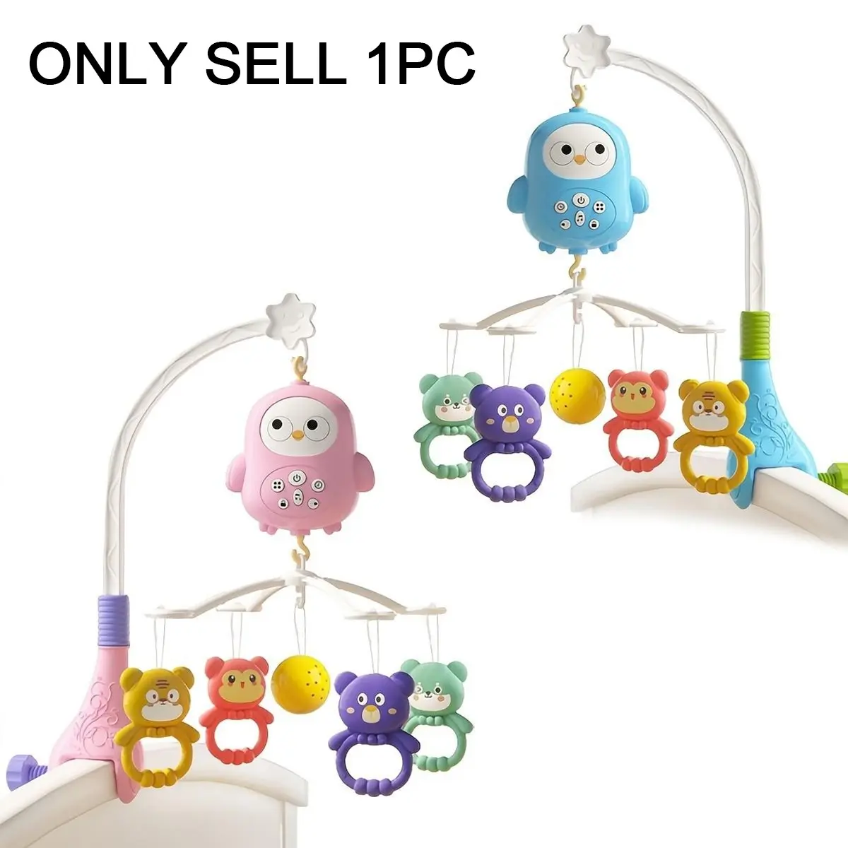 Baby Crib Bell, Cute Owl Music Rattle Toy, Rotating Bedside Bell, Newborn Soothing Hanging Decoration, Infant Early Education Sensory Gift