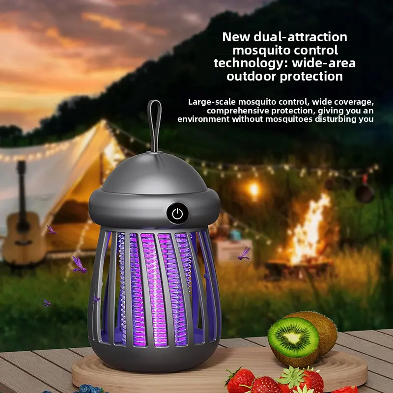 Rechargeable Mosquito Zapper with LED Atmosphere Light, Smart Radar Pest Repeller & Dual-Attraction Mosquito Control, Aluminium-Plastic Build, Indoor-Outdoor Use for Car, Bedroom